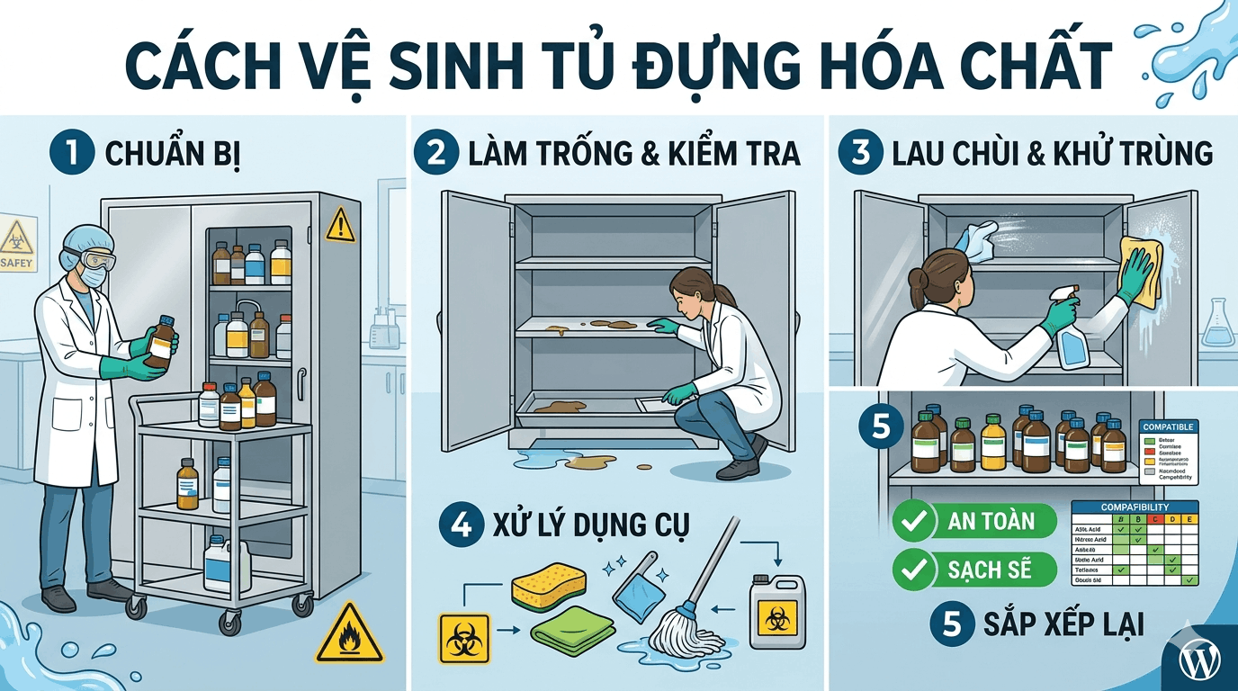 Cách vệ sinh tủ đựng hóa chất an toàn