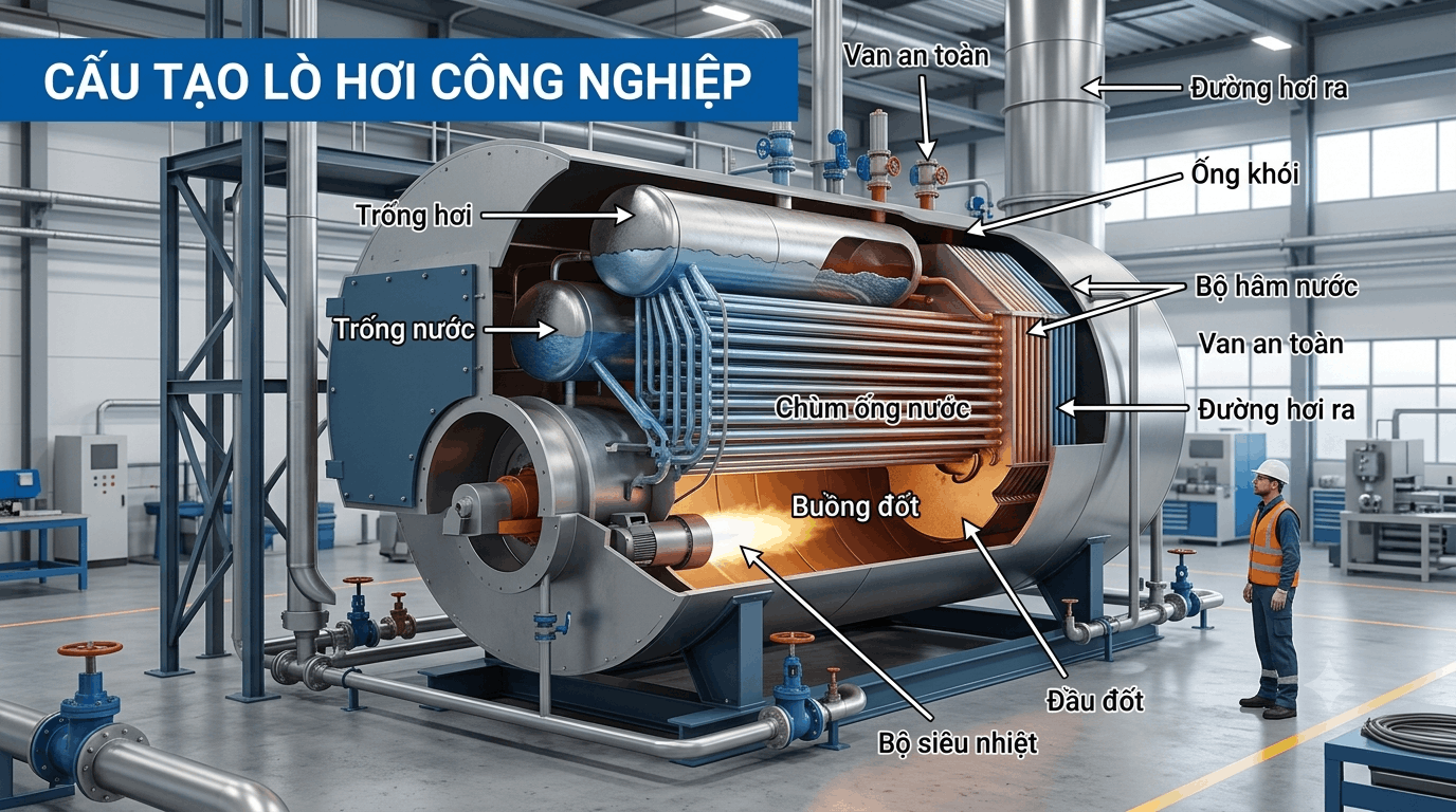 Cấu tạo lò hơi công nghiệp