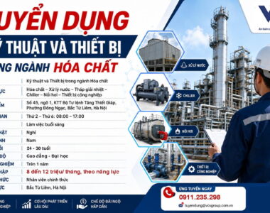 Tuyển kỹ thuật hóa chất và thiết bị Chiller tháp giải nhiệt tại Hà Nội