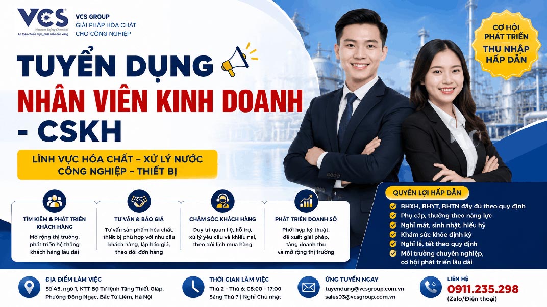 Tuyển nhân viên kinh doanh hóa chất - CSKH tại Hà Nội 2026