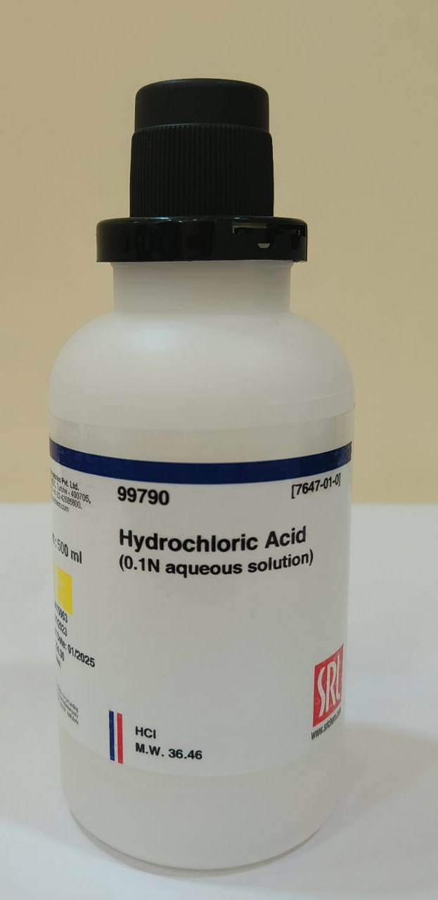 Hóa chất. Hydrochloric Acid (HCl) = 0.1 mol/l (0.1 N) (Merck) 1090601000. Chai /1 lít